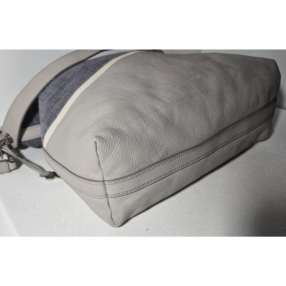 FOSSIL Maya Gray Denim Hobo Shoulder Bag Purse Pebbled Leather Fabric - Picture 9 of 16